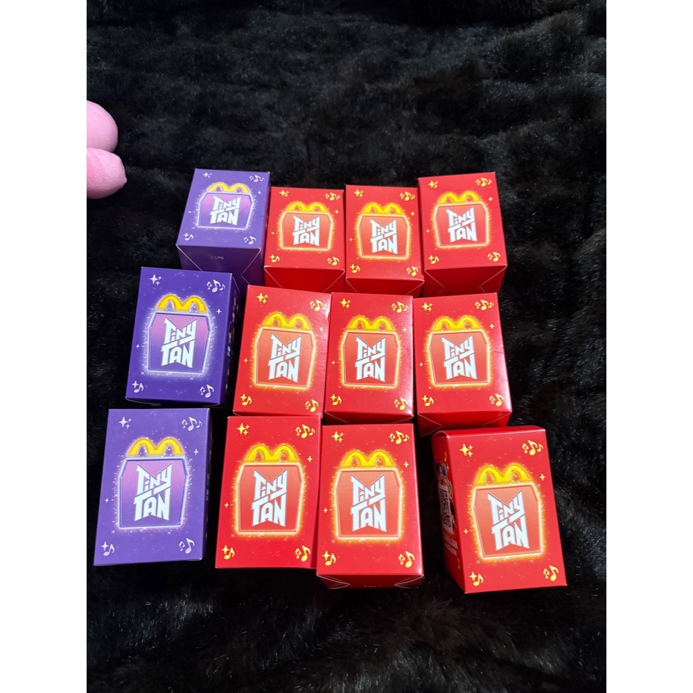 McDonalds Happy Meal TinyTan BTS Toy Lot Collectible Figures Red Purple Boxes